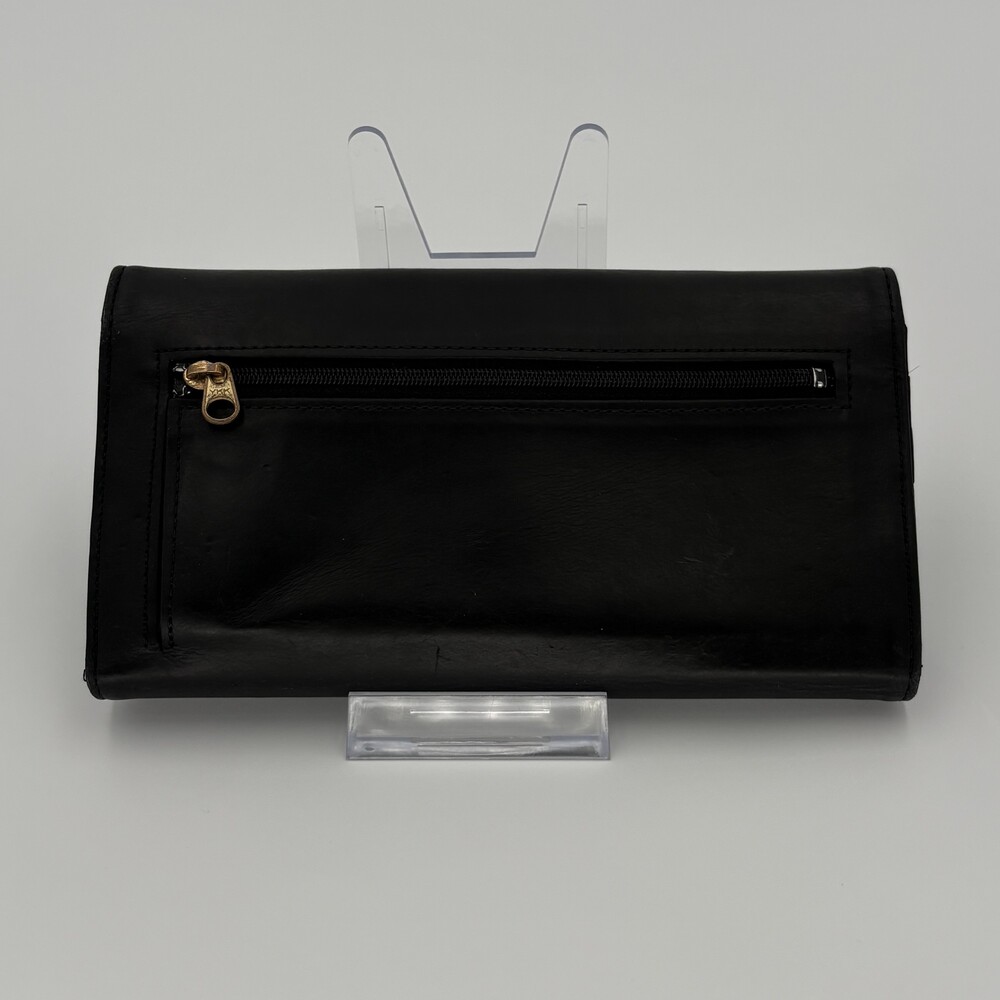 Vintage Coach Black Glove Tanned Leather Trifold Long Wallet Organizer - Picture 5 of 12